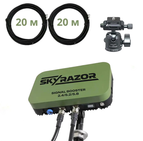 Комплект антена &mdash; підсилювач сигналу Skyrazor &laquo;Varta&raquo; 2.4G/5.2G/5.8G + кріплення + кабель 20 метрів 10156 фото
